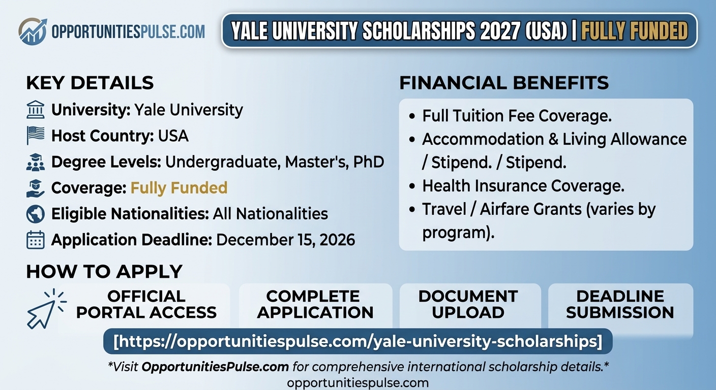 Yale University Scholarships 2027 in USA (Fully Funded)